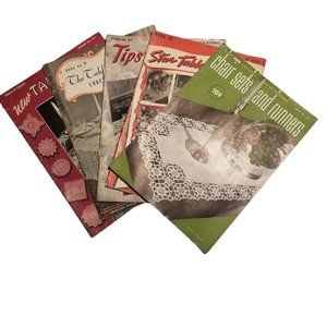 Vintage 1940s Tablecloth Crochet Pattern Books Table Runners Doilies Decor Craft